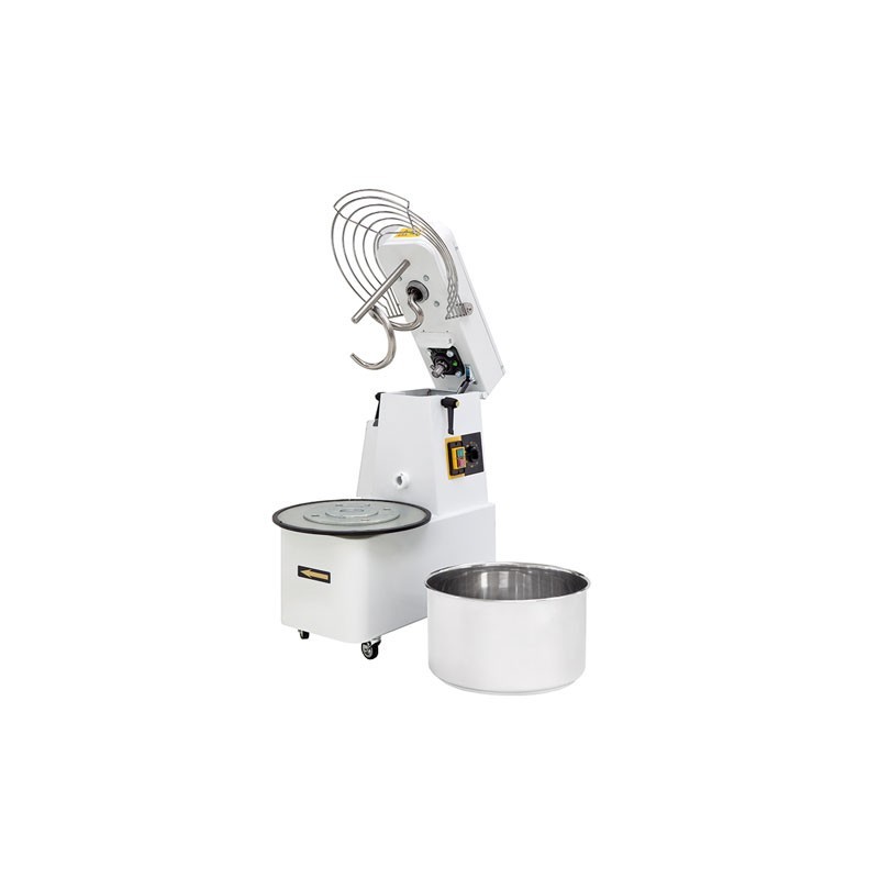 Pétrin à spirale pizza/pain - tête relevable et cuve amovible 22 litres