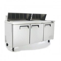 Table de préparation positive avec saladette à capot incorporée - 3 portes - 18 x GN 1/6