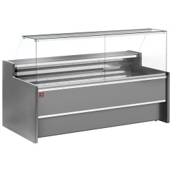 Comptoir réfrigéré pour boucherie vitrine ventilée vitre droite gris