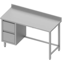 table de travail adossée avec deux tiroirs à gauche, sans étagère 1400x600x900 mm