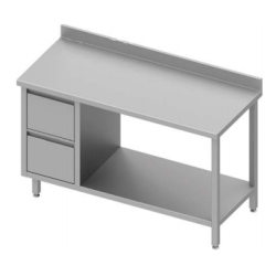 table de travail adossée avec deux tiroirs à gauche, avec étagère1400x700x900 mm