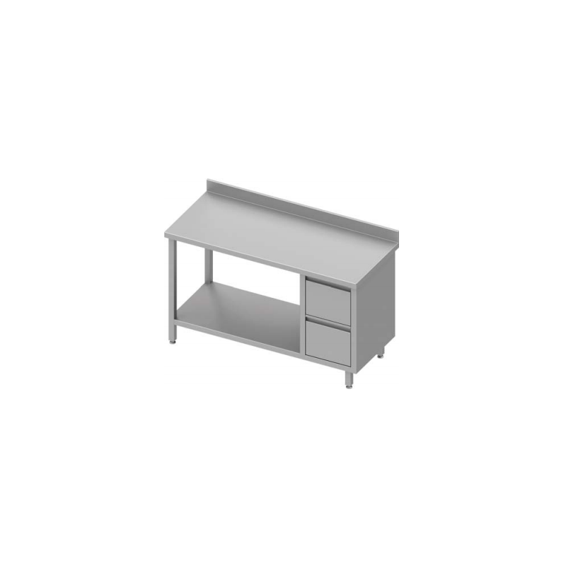 table de travail adossée avec deux tiroirs à droite, avec étagère1700x600x900 mm