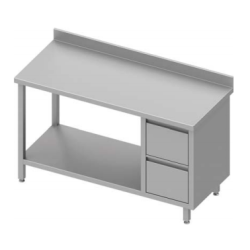 table de travail adossée avec deux tiroirs à droite, avec étagère1200x800x900 mm