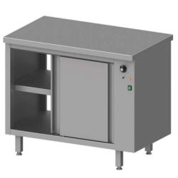 table de travail traversante avec placard chauffant, portes coulissantes 1000x600x900 mm