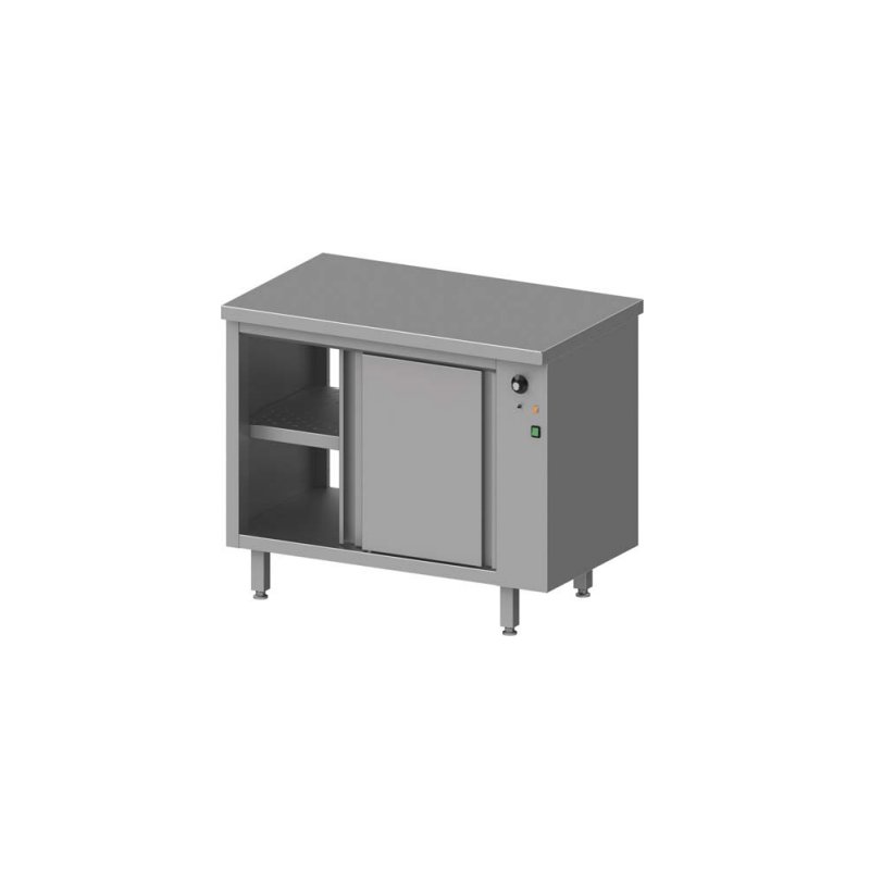 table de travail traversante avec placard chauffant, portes coulissantes 1400x800x900 mm