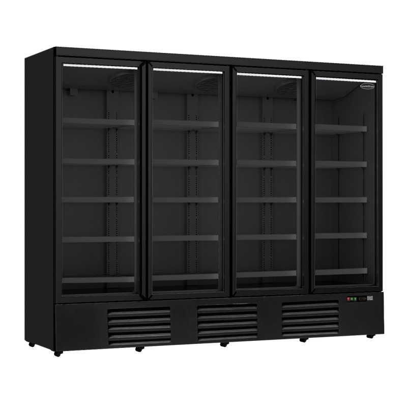Armoire réfrigérée full black positive 0/+10°C - 4 portes vitrées battantes - 2025 litres