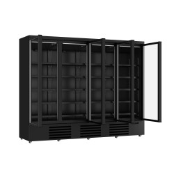 Armoire réfrigérée full black positive 0/+10°C - 4 portes vitrées battantes - 2025 litres