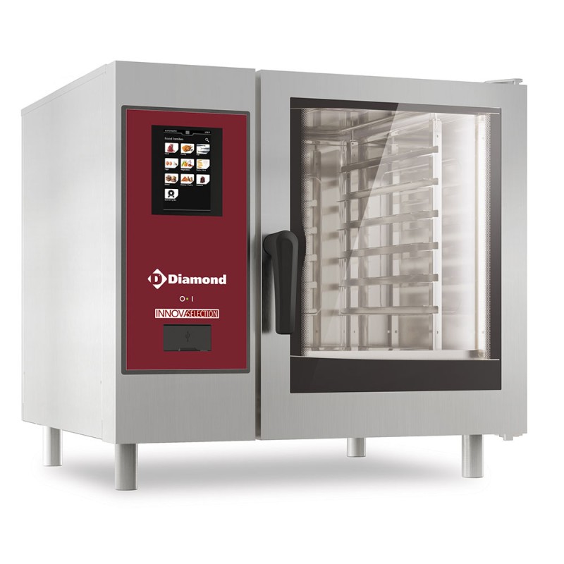 Four mixte professionnel gaz, 6 x GN 1/1, écran tactile, nettoyage automatique Diamond SBGT/06S
