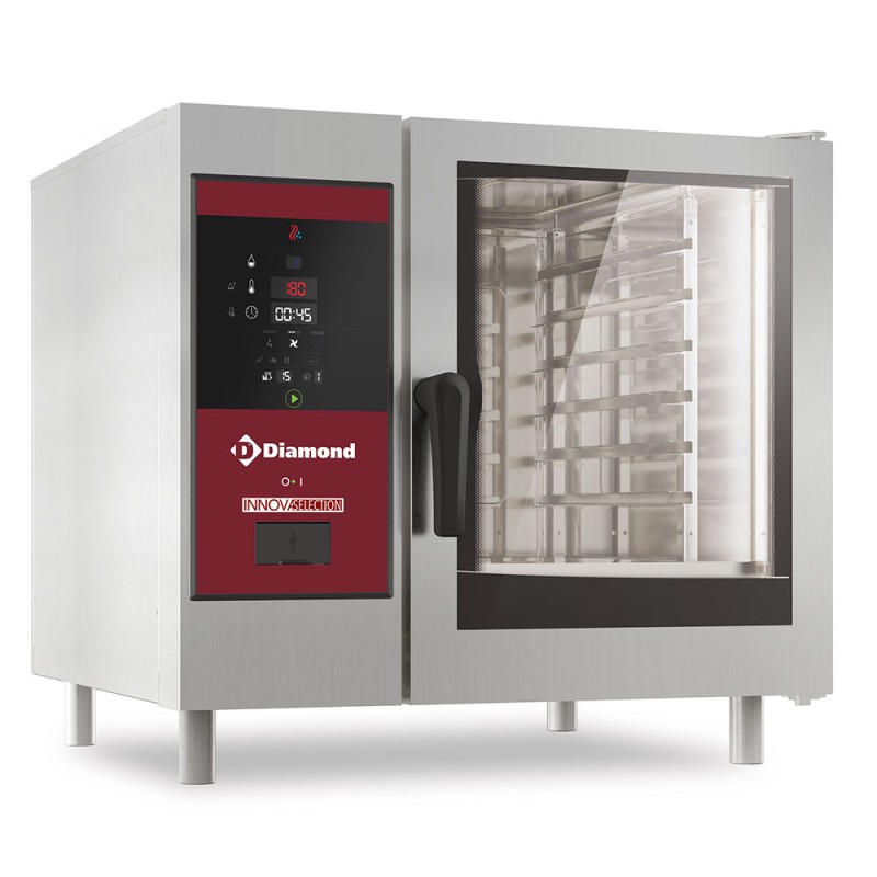 Four mixte professionnel gaz, 6 x GN 1/1, commandes digitales, nettoyage automatique Diamond SDG/06S