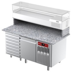 Table réfrigérée à pizza, 1 porte, 7 tiroirs Diamond TPC-165/M2