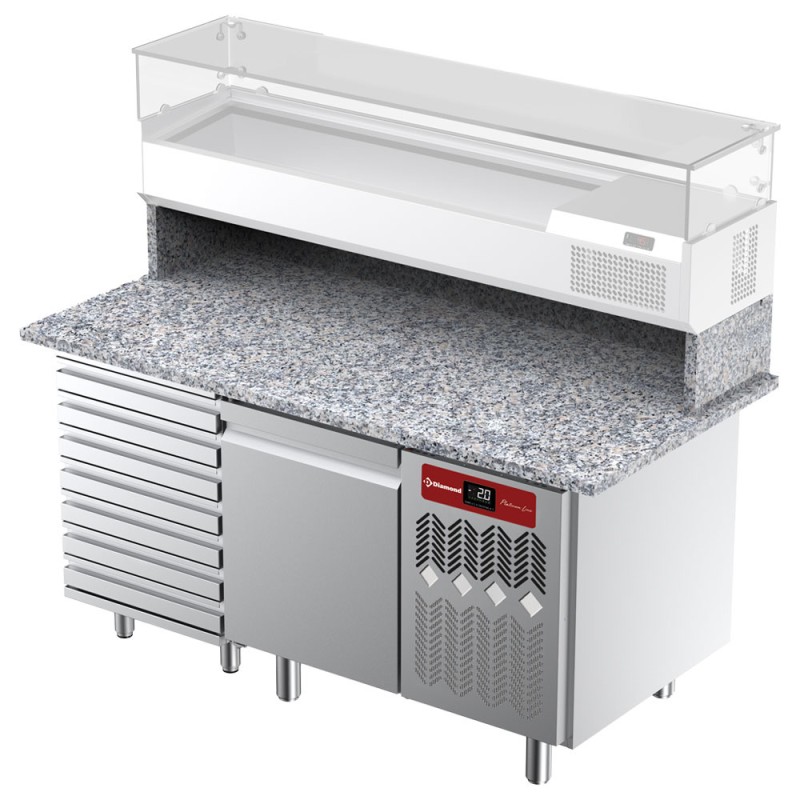 Table réfrigérée à pizza, 1 porte, 7 tiroirs Diamond TPC-165/M2