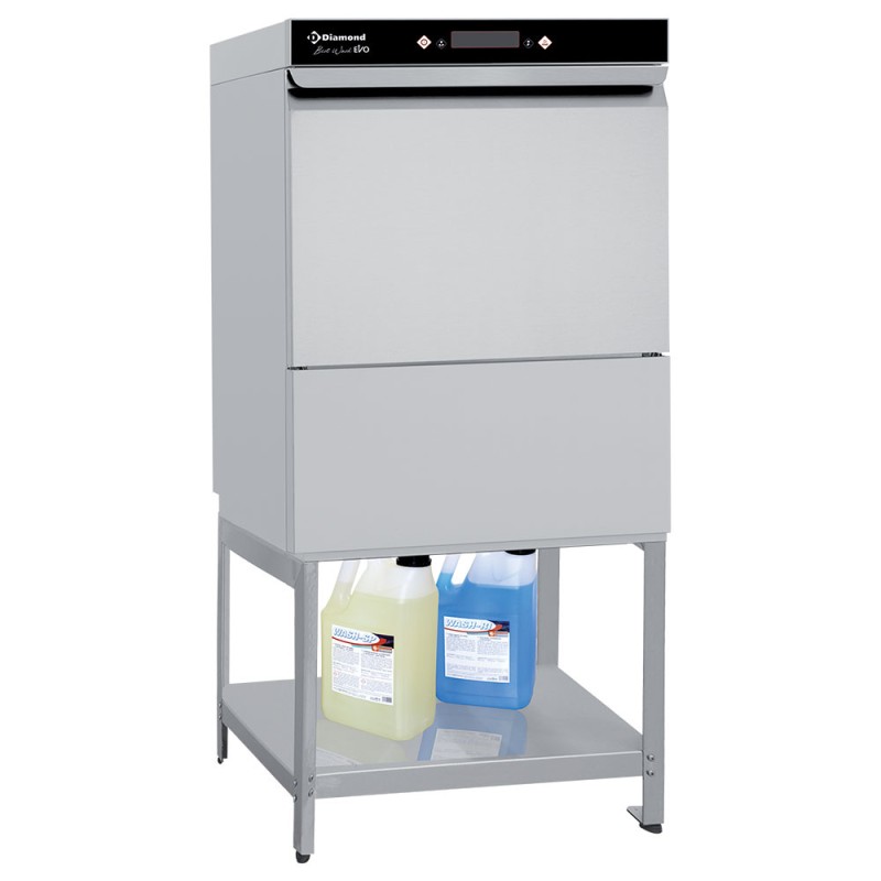 Ensemble lave-vaisselle professionnel, avec adoucisseur, pompe de vidange + soubassement ouvert Diamond DFS7/EV-AC_BD/F-S