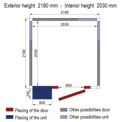 Chambre froide avec groupe, 2190 x 2190 x 2190 mm Diverso WR-Z2226-8V-R2