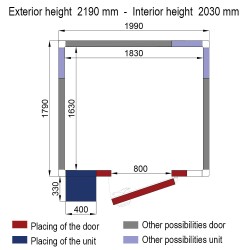 Chambre froide avec groupe, 1990 x 1790 x 2190 mm Diverso WR-Z2020-8U-R2