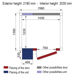 Chambre froide avec groupe, 1590 x 1390 x 2190 mm Diverso WR-Z1714-SP8P