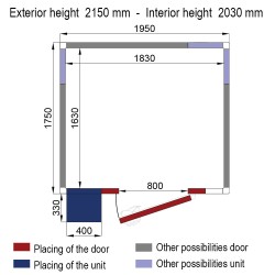 Chambre froide avec groupe, 1950 x 1750 x 2150 mm Diverso WR-C2020-SP6C