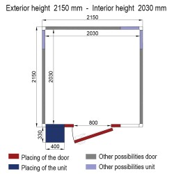 Chambre froide avec groupe, 2150 x 2150 x 2150 mm Diverso WR-C2226-SP6D