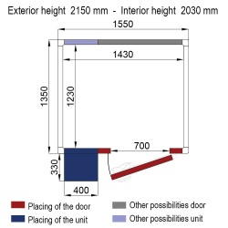 Chambre froide avec groupe, 1550 x 1350 x 2150 mm Diverso WR-C1714-SP6A