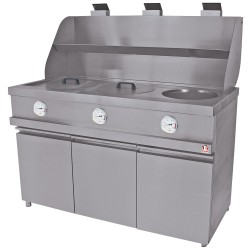 Friteuse à cuves rondes professionnelle gaz, 3 cuves, 13 L Diamond MECA-FRYER/3B