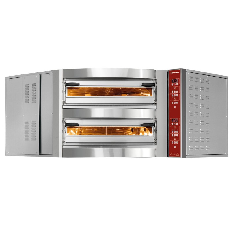 Four à pizza professionnel électrique, 2 chambres, 8 pizzas, Ø 350 mm Diamond CGD/2-DG--230/3-