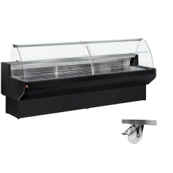 Ensemble comptoir vitrine réfrigéré vitre bombée, L 1500 mm, avec réserve +4/+6 °C châssis sur roues Diamond ML15/B5-R2_C4R-SPEC