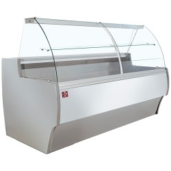 Comptoir vitrine réfrigéré, vitre bombée, L. 1500 mm, avec réserve, +2 / +4 °C Diamond MA15/E8-R2V