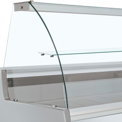 Comptoir vitrine réfrigéré, vitre bombée, L. 1500 mm, avec réserve, +2 / +4 °C Diamond MA15/E8-R2V