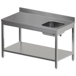 Table de chef inox, AISI 304, avec dosseret, avec étagère basse, 1400 x 700 x 850 mm Diamond TV1471DD-ST8