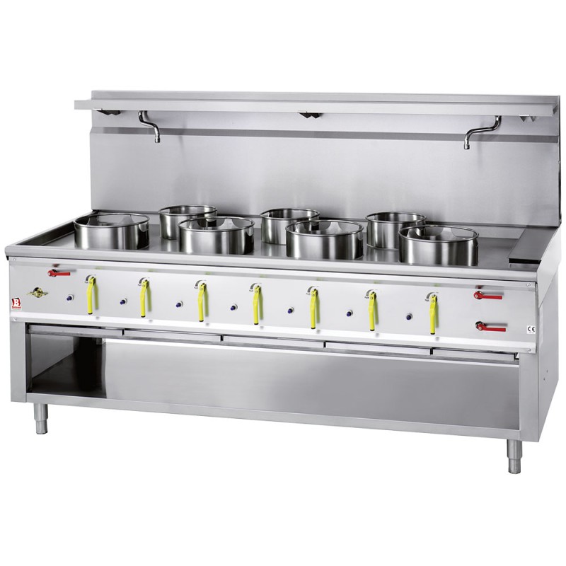 Fourneau wok gaz, 7 feux, 129,1 kW Diamond ASIA2-C7R