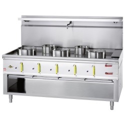 Fourneau wok gaz, 5 feux, 94 kW Diamond ASIA2-C5R