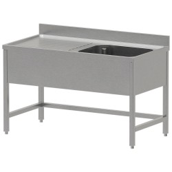 Plonge inox, AISI 304, 1 cuve, égouttoir à gauche, 1400 x 700 x 850/880 mm Diverso WR-C1E1-DS4