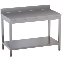 Table de travail inox, AISI 304, avec dosseret, avec étagère basse, 1800 x 600 x 850 mm Diamond TL1861D-ST2