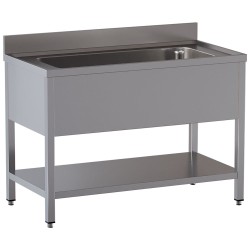 Plonge inox, AISI 304, 1 cuve, 1600 x 700 x 850 mm Diamond LB1611/D-SX5