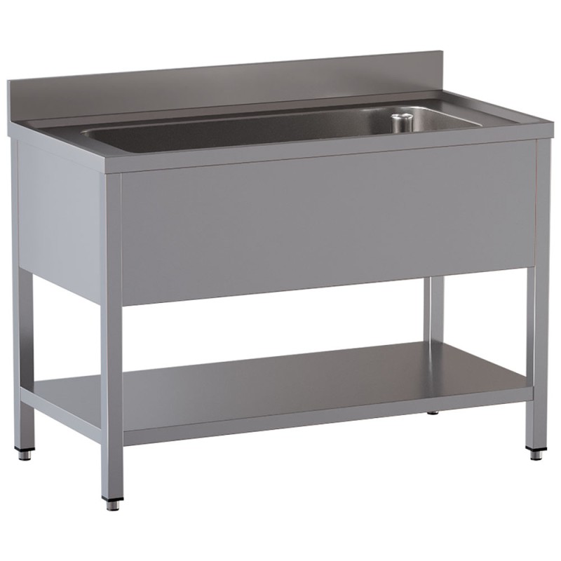 Plonge inox, AISI 304, 1 cuve, 1600 x 700 x 850 mm Diamond LB1611/D-SX5