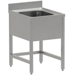 Plonge inox, AISI 304, 1 cuve, 600 x 700 x 850/880 mm Diverso WR-C1EX-DX1