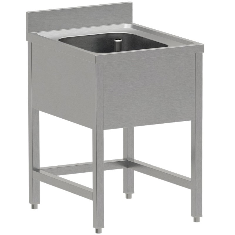 Plonge inox, AISI 304, 1 cuve, 600 x 700 x 850/880 mm Diverso WR-C1EX-DX1