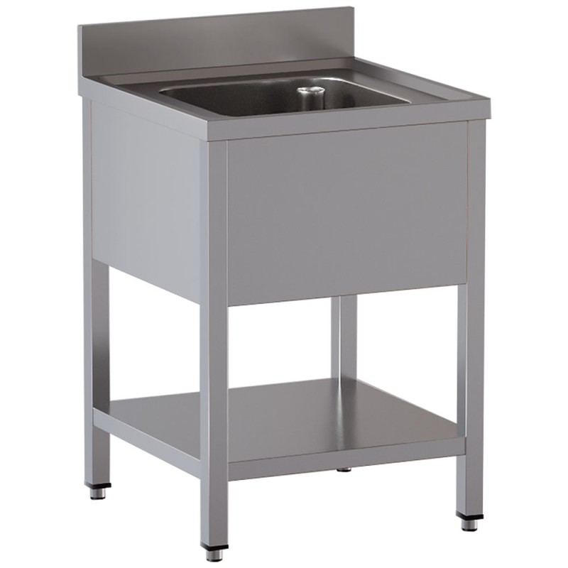 Plonge inox, AISI 304, 1 cuve, 600 x 600 x 850 mm Diamond L611/6D-SX1