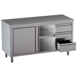 Table armoire inox, AISI 304, 3 tiroirs Diamond TA207CD-SA2