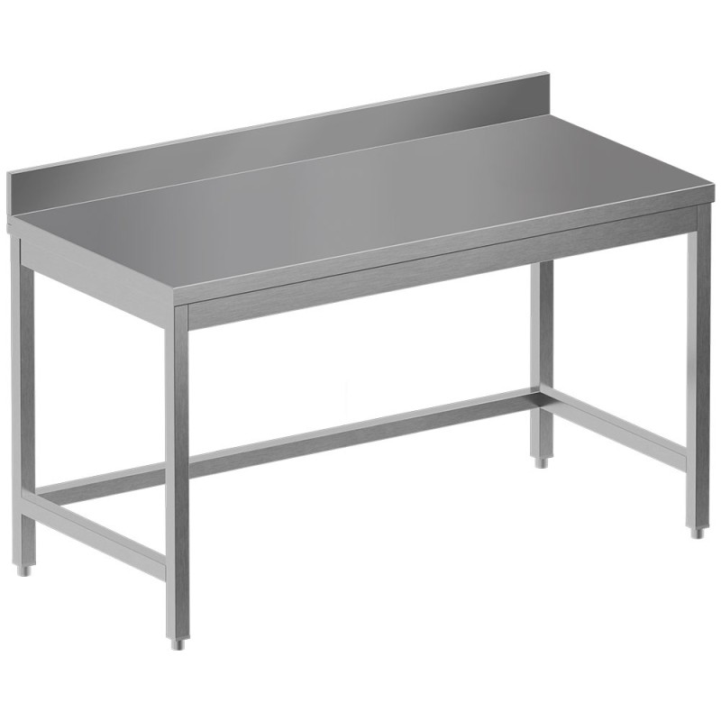 Table de travail inox, AISI 304, avec dosseret, avec étagère basse, 1200 x 700 x 850 mm Diamond TL1270D-SS8