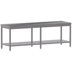 Table de travail inox, AISI 304, avec étagère basse, 2200 x 700 x 850/880 mm Diamond TL2271-ST3