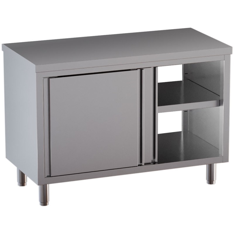 Table armoire inox, AISI 304, portes coulissantes Diamond TAP207-SA1
