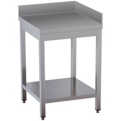 Table de travail inox, AISI 304, avec dosseret, avec étagère basse, 700 x 700 x 850 mm Diamond TL771CD-ST9