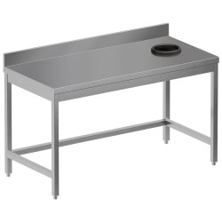 Table de débarrassage inox, AISI 304, avec dosseret, 1400 x 700 x 850 mm Diamond TS1470D-ST6
