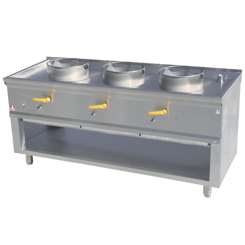 Fourneau wok gaz, 3 feux, 64,3 kW Diamond ASIA1-C3L