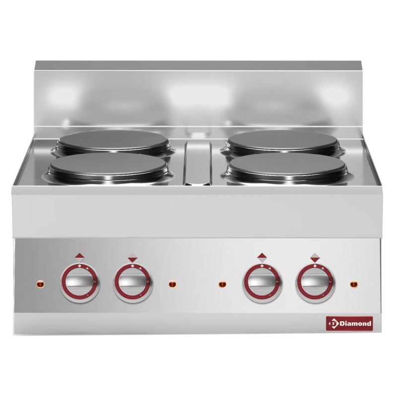 Cuisinière électrique à poser, 4 feux, 10,4 kW Diamond E65/4P7T-230V/3-N