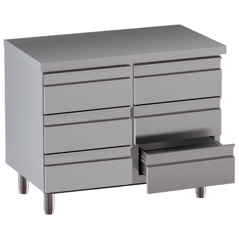 Table armoire inox, AISI 304, 6 tiroirs Diamond TACS107-SA7