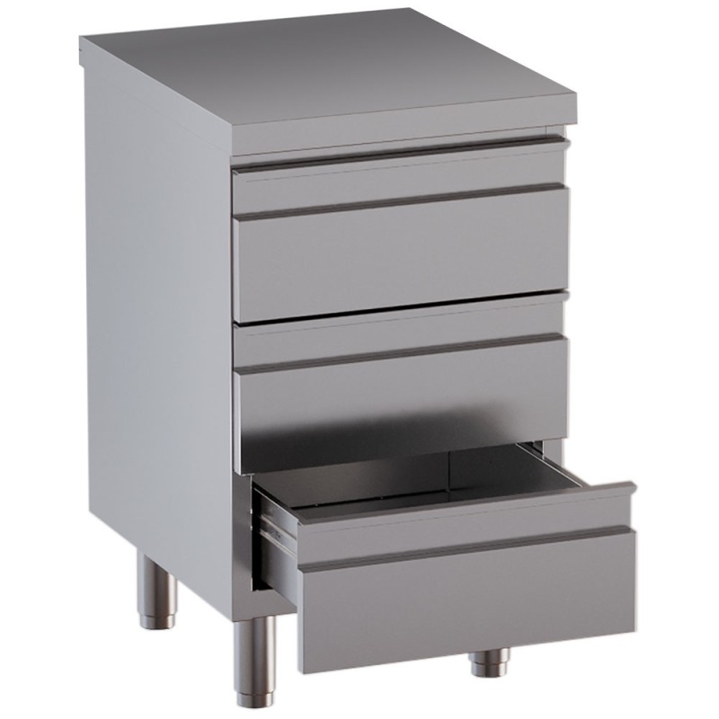 Table armoire inox, AISI 304, 3 tiroirs Diamond TACS67-SA7