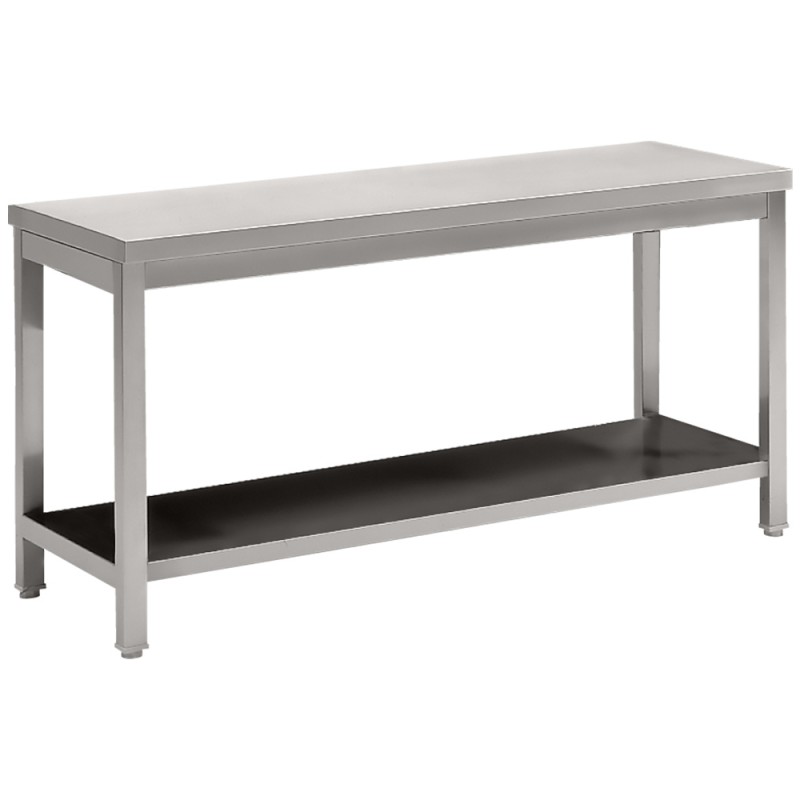 Table de travail inox, AISI 441, avec étagère basse, 1400 x 700 x 900 mm Diverso WR-TXT4-14S