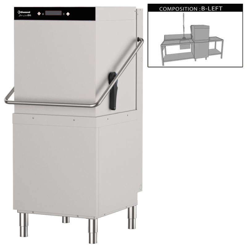 Lave-vaisselle à capot professionnel complet, pompe de vidange Diamond DCS9/EV/B-S