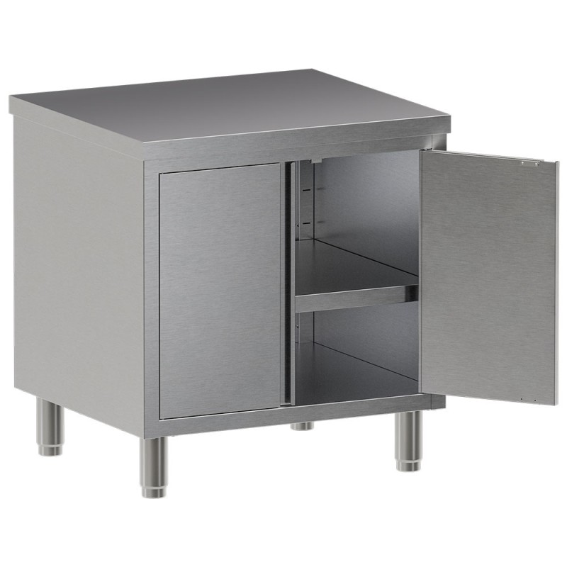 Table armoire inox, AISI 304, portes battantes Diamond TA87-SA3